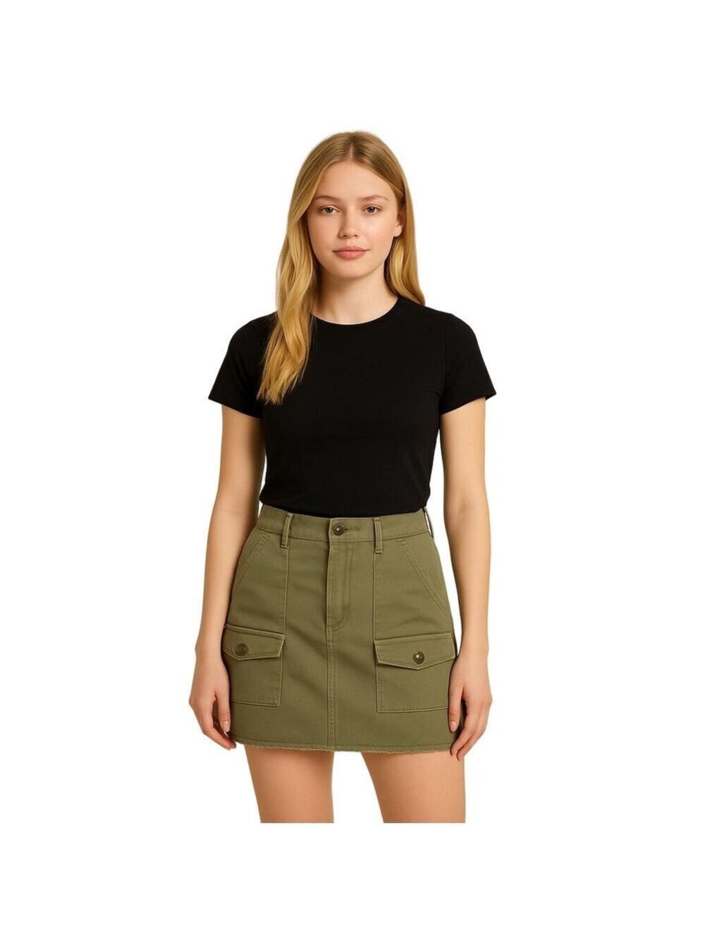 Kohl's Khaki Olive Green Utility Mini Skirt Sz 1/25